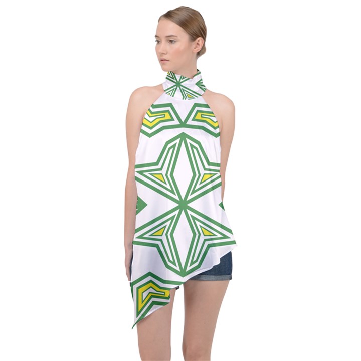 Abstract pattern geometric backgrounds Halter Asymmetric Satin Top