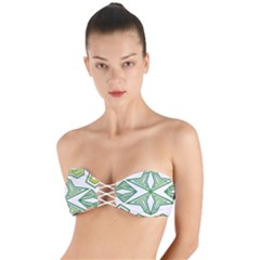 Abstract Pattern Geometric Backgrounds Twist Bandeau Bikini Top by Eskimos