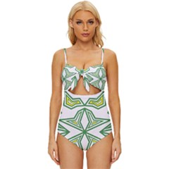 Abstract Pattern Geometric Backgrounds Knot Front One-piece Swimsuit by Eskimos