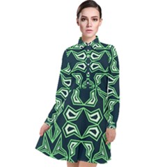 Abstract Pattern Geometric Backgrounds  Long Sleeve Chiffon Shirt Dress by Eskimos