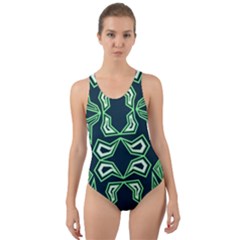 Abstract Pattern Geometric Backgrounds  Cut-out Back One Piece Swimsuit by Eskimos