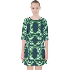 Abstract Pattern Geometric Backgrounds  Quarter Sleeve Pocket Dress by Eskimos