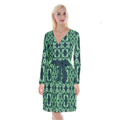 Abstract Pattern Geometric Backgrounds  Long Sleeve Velvet Front Wrap Dress by Eskimos