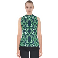 Abstract Pattern Geometric Backgrounds  Mock Neck Shell Top by Eskimos