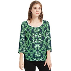 Abstract Pattern Geometric Backgrounds  Chiffon Quarter Sleeve Blouse by Eskimos