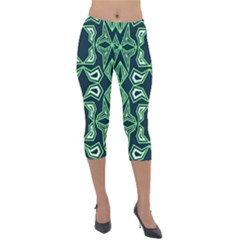 Abstract Pattern Geometric Backgrounds  Lightweight Velour Capri Leggings  by Eskimos