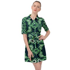 Abstract Pattern Geometric Backgrounds  Belted Shirt Dress by Eskimos