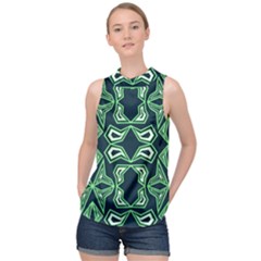 Abstract Pattern Geometric Backgrounds  High Neck Satin Top by Eskimos