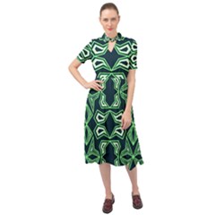 Abstract Pattern Geometric Backgrounds  Keyhole Neckline Chiffon Dress by Eskimos