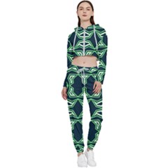 Abstract Pattern Geometric Backgrounds  Cropped Zip Up Lounge Set by Eskimos