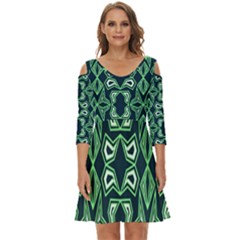 Abstract Pattern Geometric Backgrounds  Shoulder Cut Out Zip Up Dress by Eskimos