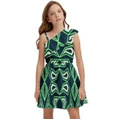 Abstract Pattern Geometric Backgrounds  Kids  One Shoulder Party Dress by Eskimos