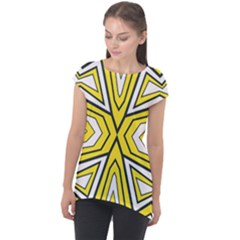 Abstract Pattern Geometric Backgrounds  Cap Sleeve High Low Top by Eskimos