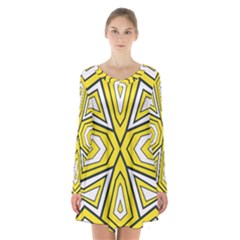 Abstract Pattern Geometric Backgrounds  Long Sleeve Velvet V-neck Dress