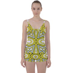 Abstract Pattern Geometric Backgrounds  Tie Front Two Piece Tankini by Eskimos