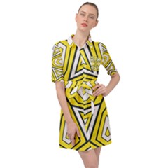 Abstract Pattern Geometric Backgrounds  Belted Shirt Dress by Eskimos