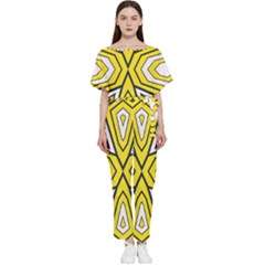 Abstract Pattern Geometric Backgrounds  Batwing Lightweight Chiffon Jumpsuit by Eskimos