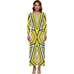 Abstract Pattern Geometric Backgrounds  Long Sleeve Velour Longline Maxi Dress