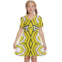 Abstract Pattern Geometric Backgrounds  Kids  Short Sleeve Tiered Mini Dress by Eskimos