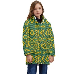 Abstract Pattern Geometric Backgrounds Kid s Hooded Longline Puffer Jacket by Eskimos