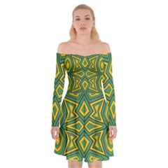 Abstract Pattern Geometric Backgrounds Off Shoulder Skater Dress by Eskimos