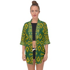 Abstract Pattern Geometric Backgrounds Open Front Chiffon Kimono by Eskimos