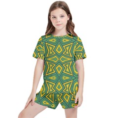 Abstract Pattern Geometric Backgrounds Kids  Tee And Sports Shorts Set by Eskimos