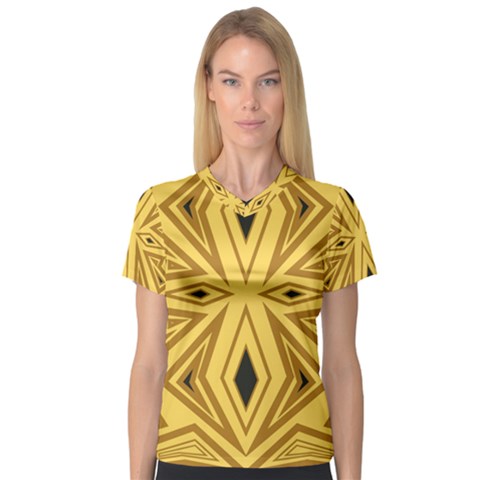 Abstract Pattern Geometric Backgrounds V-neck Sport Mesh Tee by Eskimos