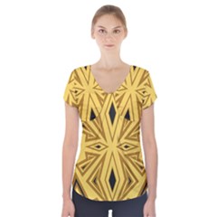 Abstract Pattern Geometric Backgrounds Short Sleeve Front Detail Top by Eskimos