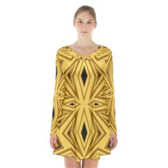 Abstract Pattern Geometric Backgrounds Long Sleeve Velvet V-neck Dress