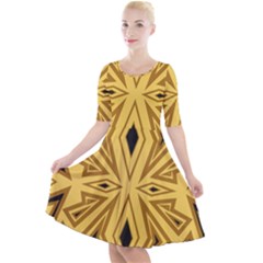 Abstract Pattern Geometric Backgrounds Quarter Sleeve A-line Dress by Eskimos