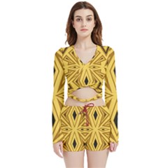 Abstract Pattern Geometric Backgrounds Velvet Wrap Crop Top And Shorts Set by Eskimos