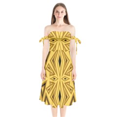 Abstract Pattern Geometric Backgrounds Shoulder Tie Bardot Midi Dress by Eskimos