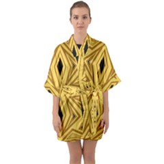 Abstract Pattern Geometric Backgrounds Half Sleeve Satin Kimono  by Eskimos