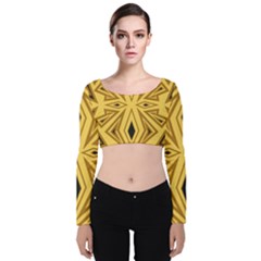 Abstract Pattern Geometric Backgrounds Velvet Long Sleeve Crop Top by Eskimos