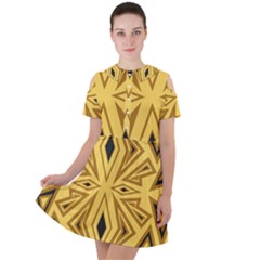 Abstract Pattern Geometric Backgrounds Short Sleeve Shoulder Cut Out Dress  by Eskimos