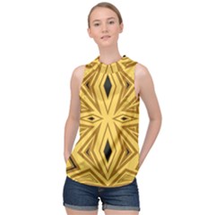 Abstract Pattern Geometric Backgrounds High Neck Satin Top by Eskimos