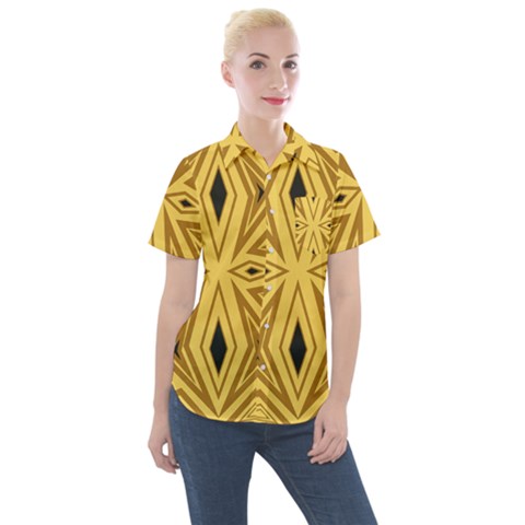 Abstract Pattern Geometric Backgrounds Women s Short Sleeve Pocket Shirt by Eskimos