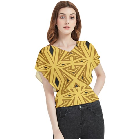 Abstract Pattern Geometric Backgrounds Butterfly Chiffon Blouse by Eskimos