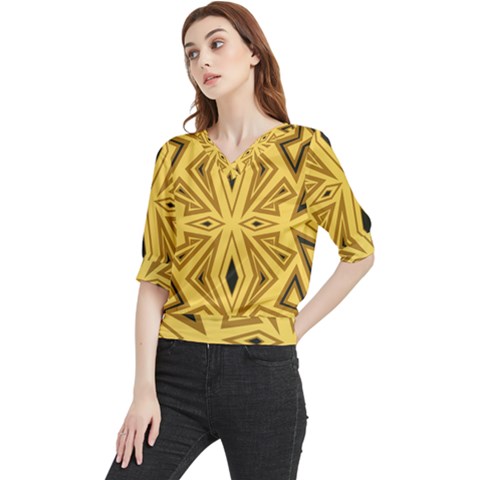 Abstract Pattern Geometric Backgrounds Quarter Sleeve Blouse by Eskimos