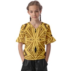 Abstract Pattern Geometric Backgrounds Kids  V-neck Horn Sleeve Blouse by Eskimos