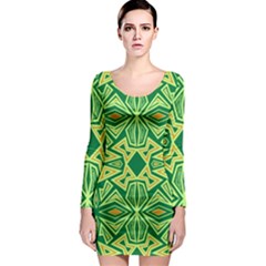 Abstract pattern geometric backgrounds Long Sleeve Bodycon Dress