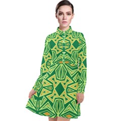 Abstract Pattern Geometric Backgrounds Long Sleeve Chiffon Shirt Dress by Eskimos