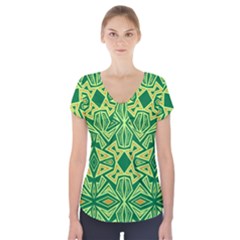 Abstract Pattern Geometric Backgrounds Short Sleeve Front Detail Top by Eskimos