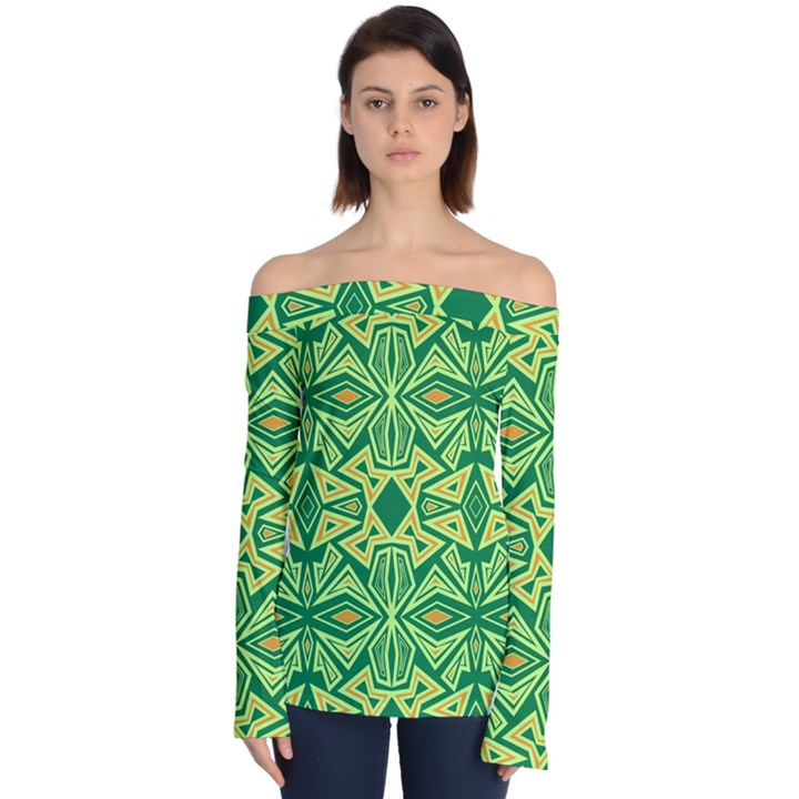 Abstract pattern geometric backgrounds Off Shoulder Long Sleeve Top