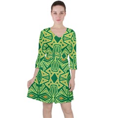 Abstract pattern geometric backgrounds Quarter Sleeve Ruffle Waist Dress