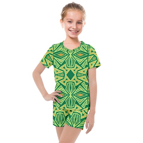 Abstract Pattern Geometric Backgrounds Kids  Mesh Tee And Shorts Set by Eskimos