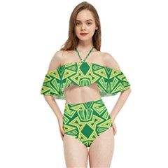 Abstract pattern geometric backgrounds Halter Flowy Bikini Set 