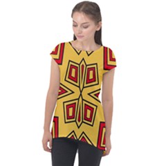 Abstract Pattern Geometric Backgrounds Cap Sleeve High Low Top by Eskimos