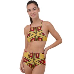 Abstract Pattern Geometric Backgrounds High Waist Tankini Set by Eskimos